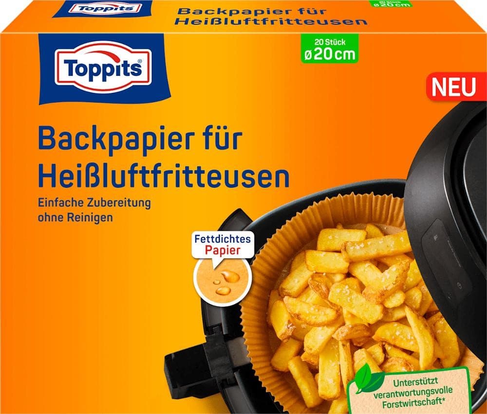 Backpapier für Heißluftfritteusen, 20 Stück TOPPITS – Penny