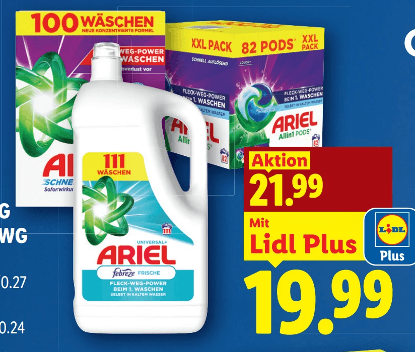 Gel, Pulver oder Caps, Pro Gebinde Ariel – Lidl