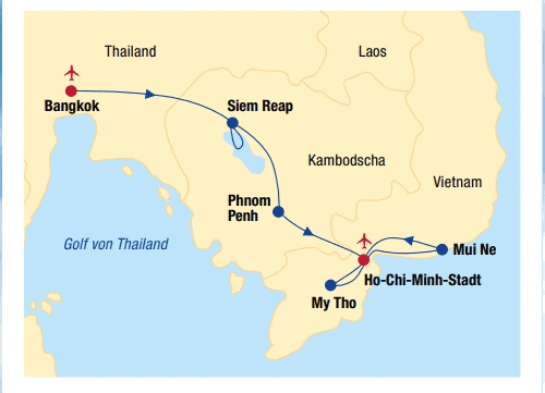 3-Länder-Kombination Thailand – Kambodscha – Vietnam, 16 Nächte TRANS AIR – Billa Reisen