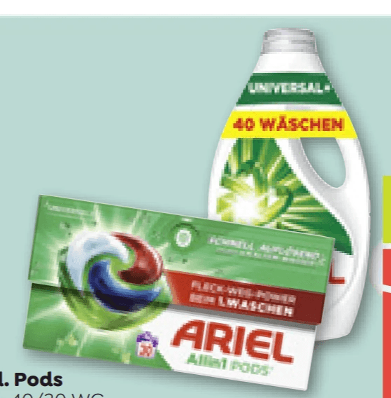 Ariel Flüssig od. Pods, 40/30 WG – Adeg