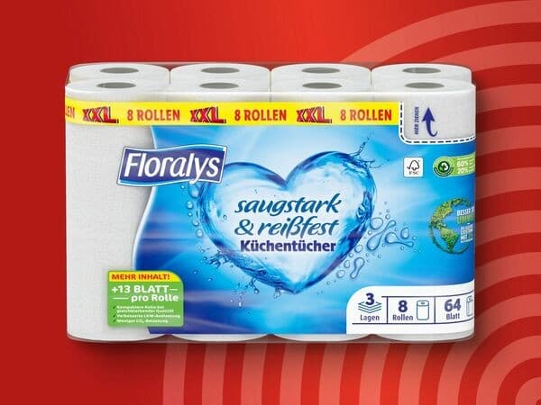 Floralys Küchentücher, Je 8x 54 Blatt – Lidl