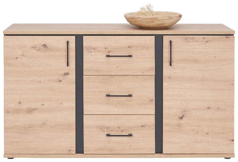 Sideboard Artisan Eiche Dekor/Schwarz, B: ca. 145 cm – Möbelix