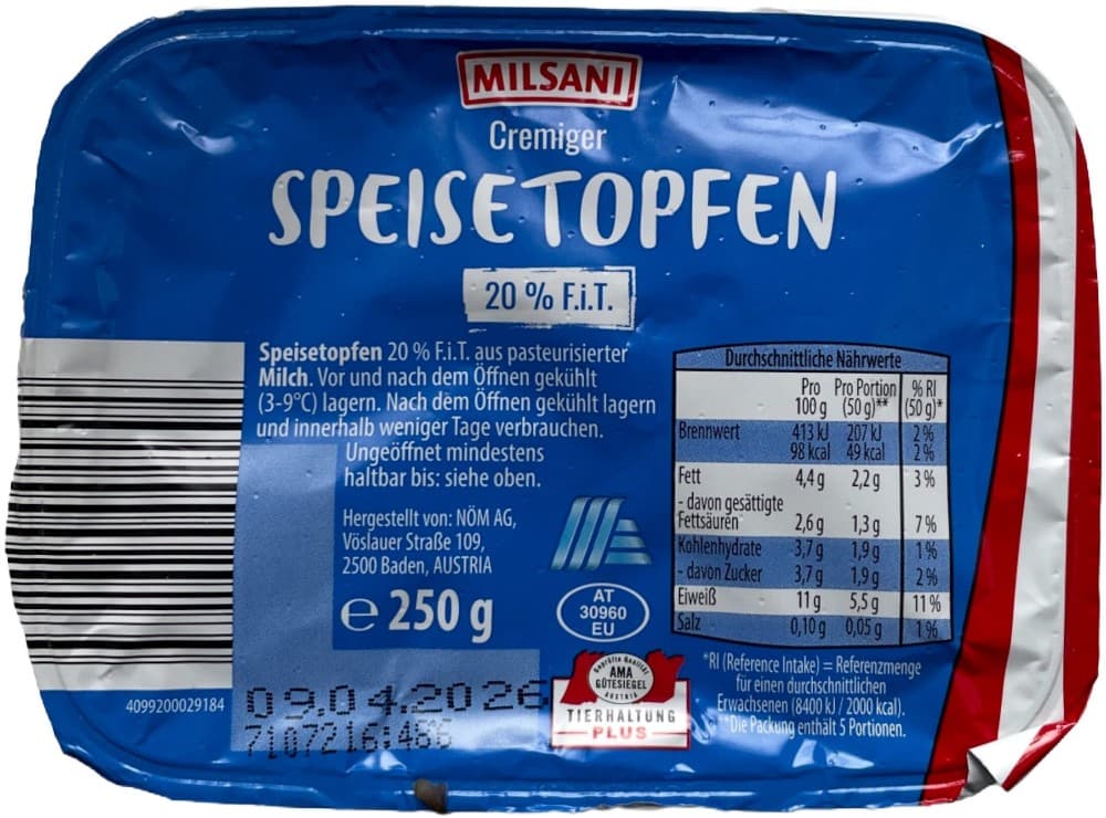 Speisetopfen, 250 g Milsani – Hofer