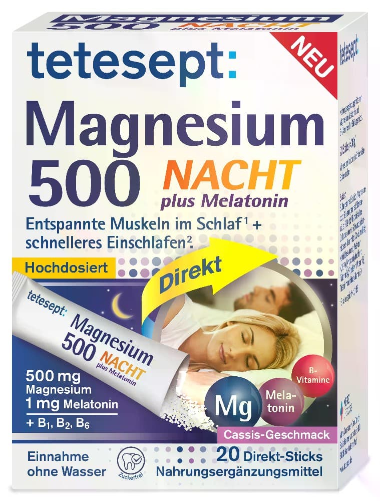 tetesept Magnesium 500 Nacht Direkt Sticks, 20 Stk. – Dm