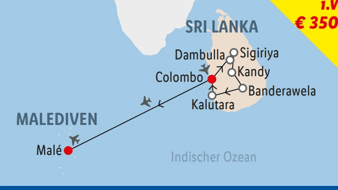 Sri Lanka & Malediven Rundreise & Baden, 13 Tage – Lidl Reisen