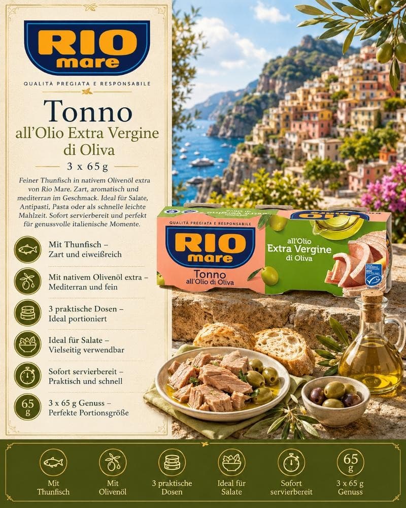 Thunfisch Natur od. in Olivenöl, 3 x 65 g/3 x 80 g Rio Mare – Penny