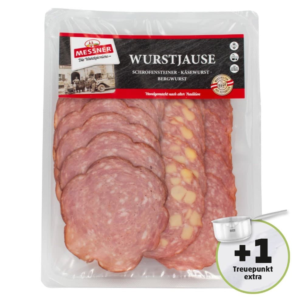 Wurstjause Schrofensteiner, Käsewurst und Bergwurst, 120 g – Norma