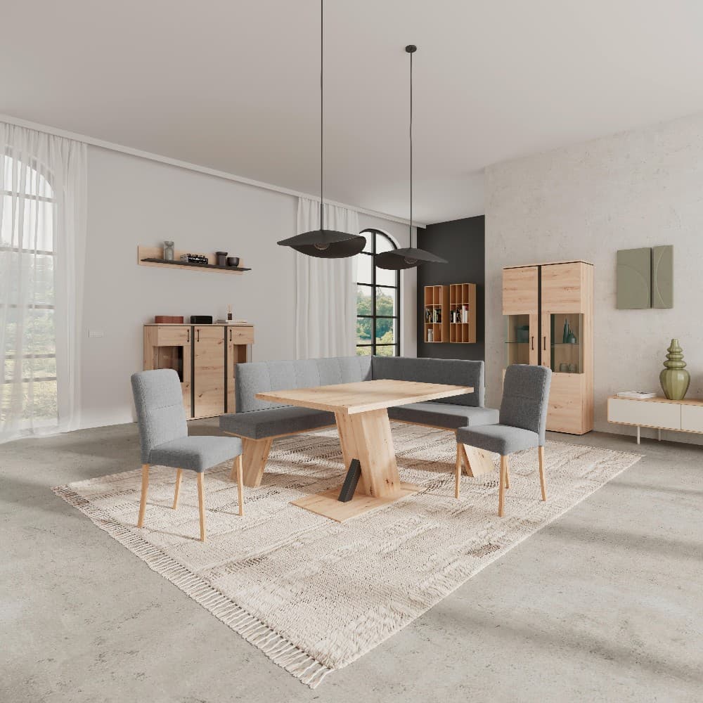 Eckbank Webstoff Grau, Stellmaß: ca. 185x150 cm – Möbelix