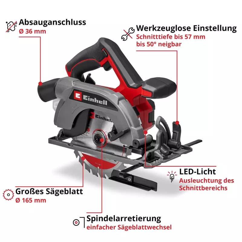 Akku-Handkreissäge TE-CS 18/165-2 Li Solo Einhell – Zgonc