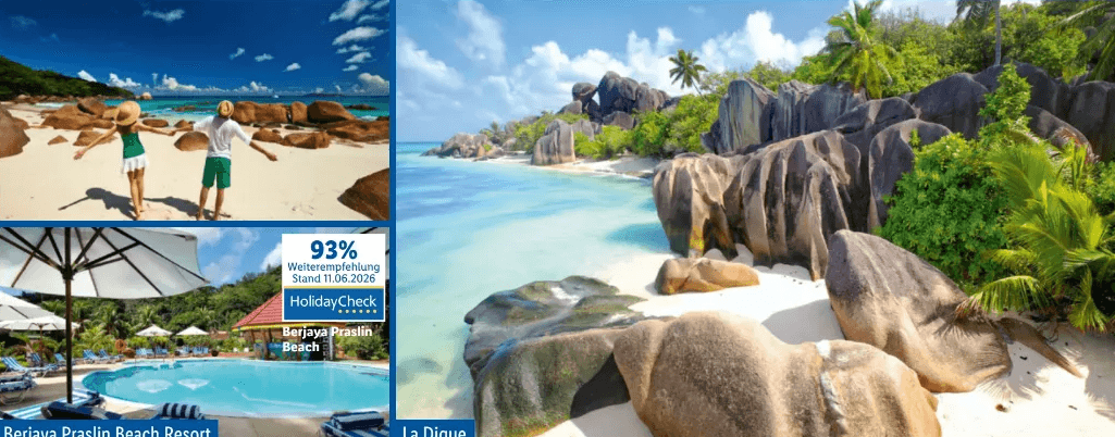 Seychellen Praslin & La Digue – Berjaya Praslin Beach Resort & Gästehaus Bwaver Cottage, 13 Tage – Lidl Reisen