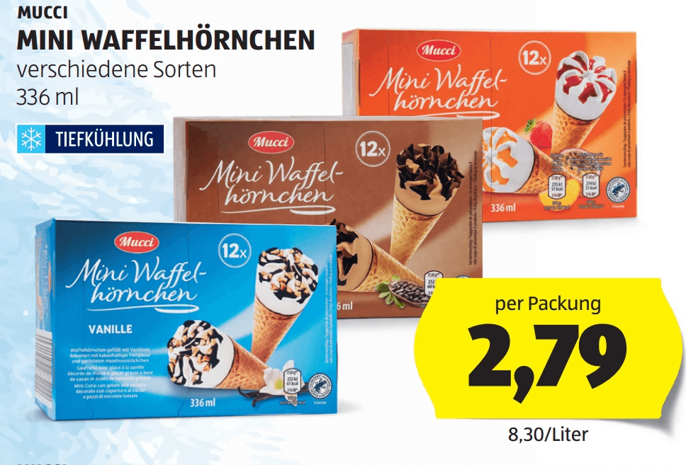 Mucci Mini Waffelhörnchen 336 ml Angebot bei Hofer