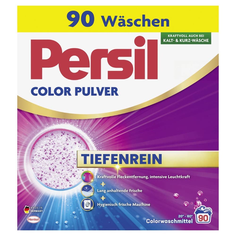 Persil Pulver / Gel / Discs, 90 Wäschen (Pulver), 100 Wäschen (Gel), 76 Wäschen (Discs) – Maximarkt