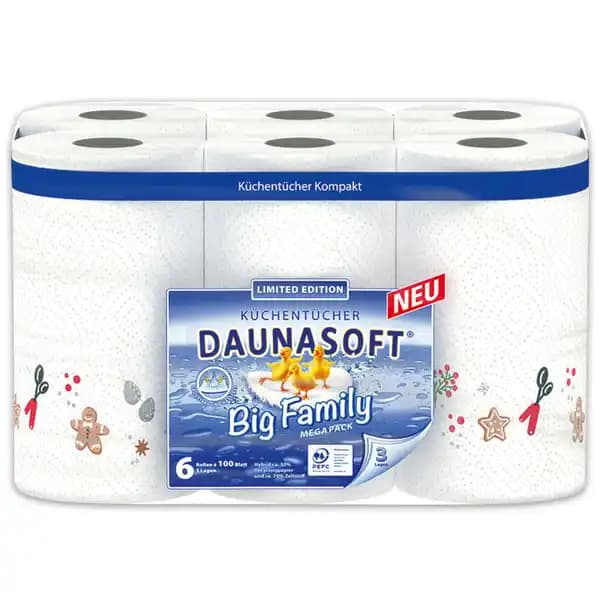 Daunasoft Küchentücher, 6x100 Blatt – Norma