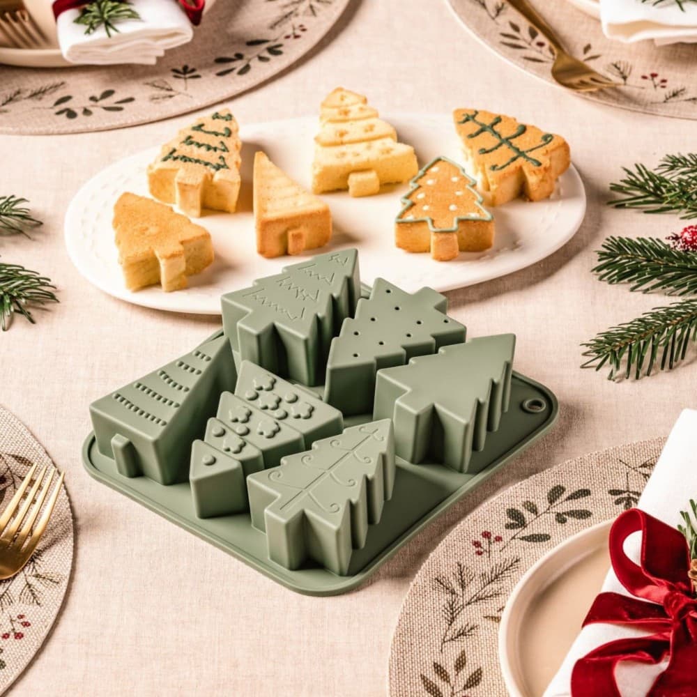 Silikon-Backform Weihnachtsbäume, L 20 x B 18,5 x H 3,5 cm Dr. Oetker – Müller