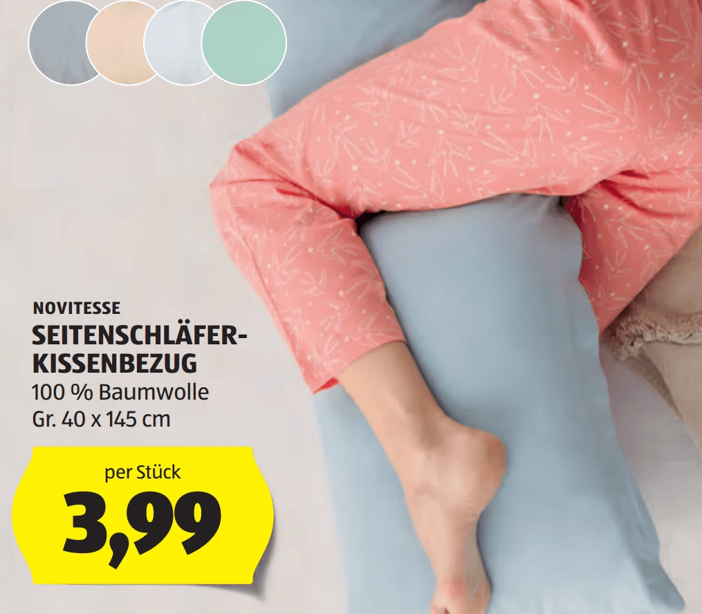 Seitenschläfer-Kissenbezug Gr. 40 x 145 cm Novitesse Angebot bei Hofer