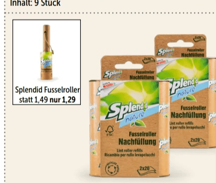 Splendid nature Fusselroller Nachfüllung 2 Nachfüllrollen mit je 20 Blatt Angebot bei Interspar