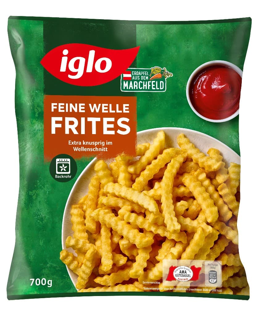 Iglo Backrohr-Frites, Feine Welle Frites od. Kroketten, 700 g - 900 g – Billa