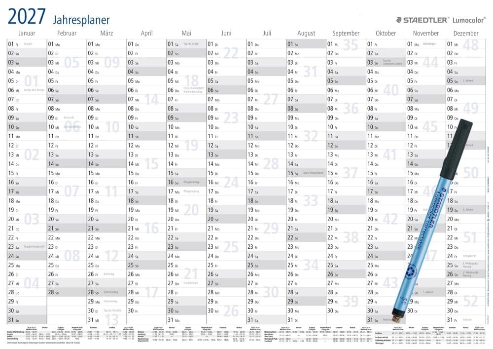 Staedtler Lumocolor Jahresplaner 2027 – Müller