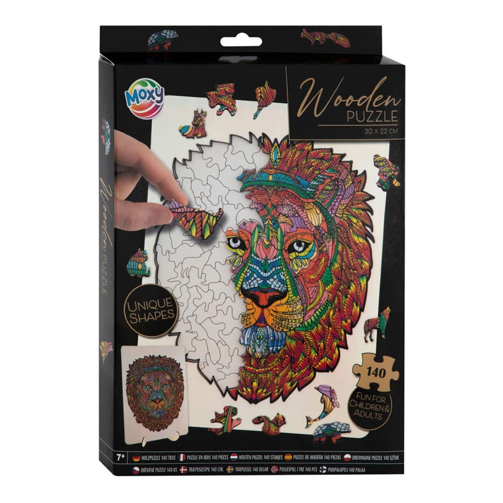 Tier-Holzpuzzle Löwe, 140 Teile Moxy – Norma