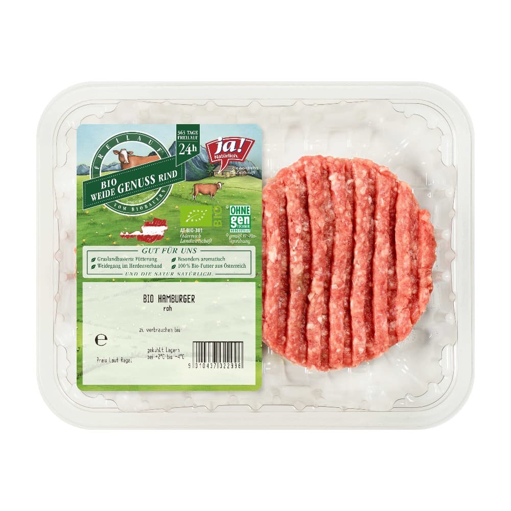 Bio-Hamburger vom Weidegenussrind 250 g Ja! Natürlich Angebot bei Billa Plus