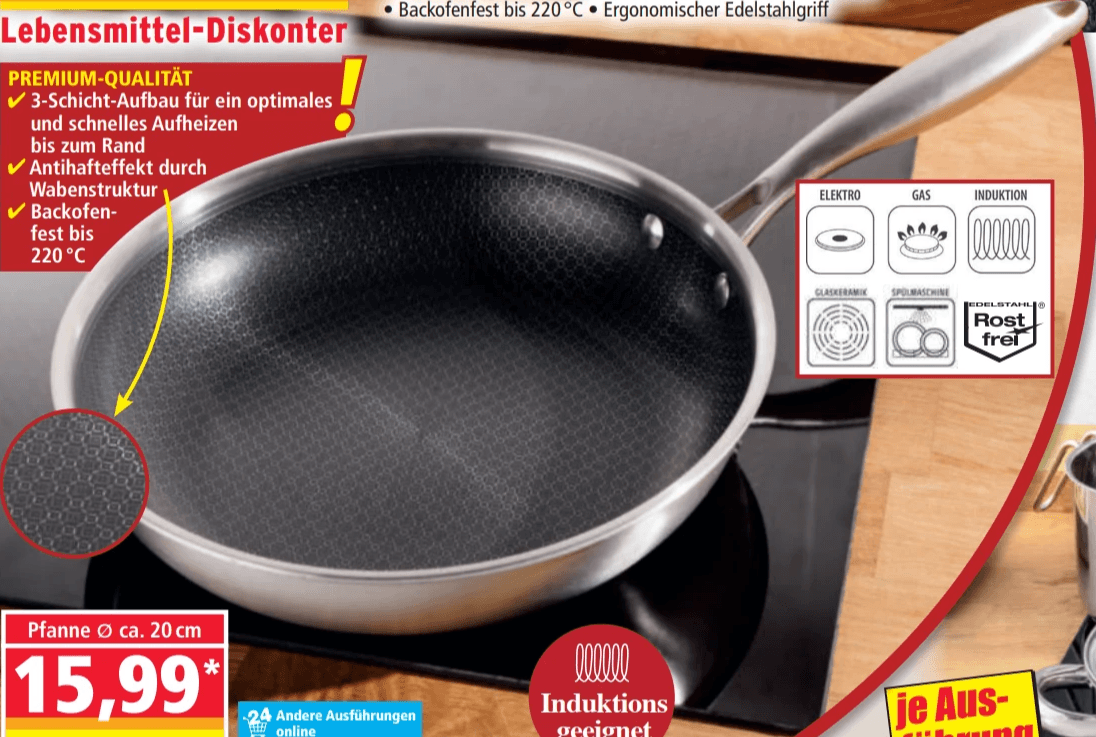 Edelstahlpfanne „Tropea“ ca. 28 cm CARRETTA Gourmet Selection Angebot bei Norma