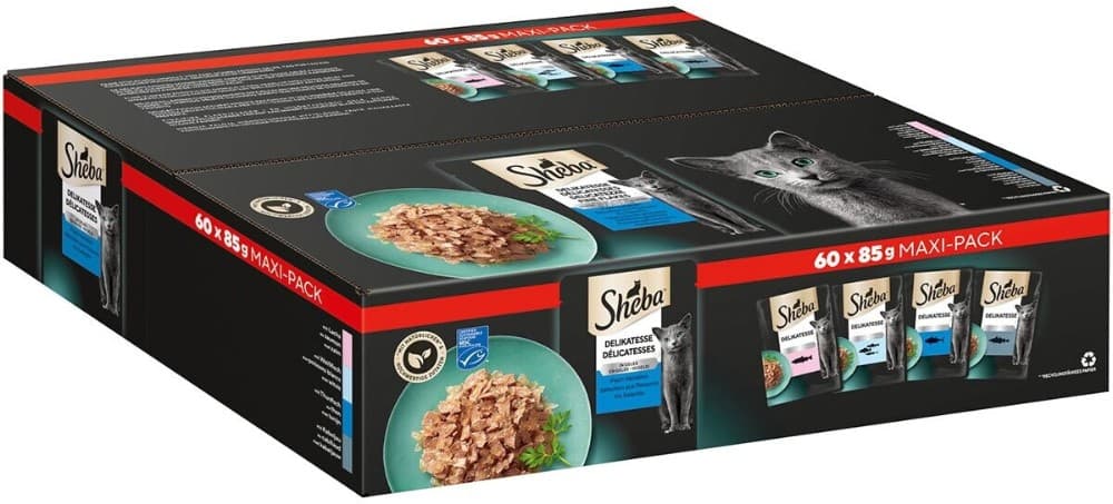Katzennassnahrung, 60x85 g Sheba – Norma