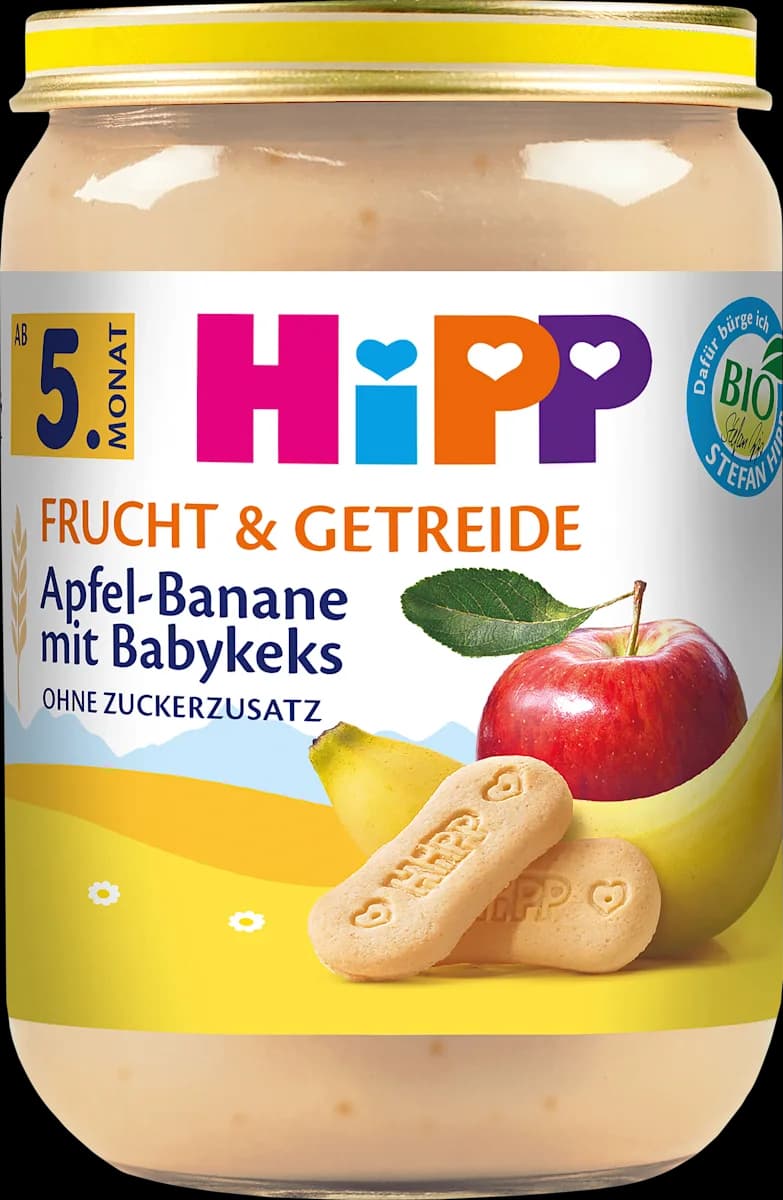 HiPP Gläschen Apfel-Banane mit Babykeks, 250 g – Dm