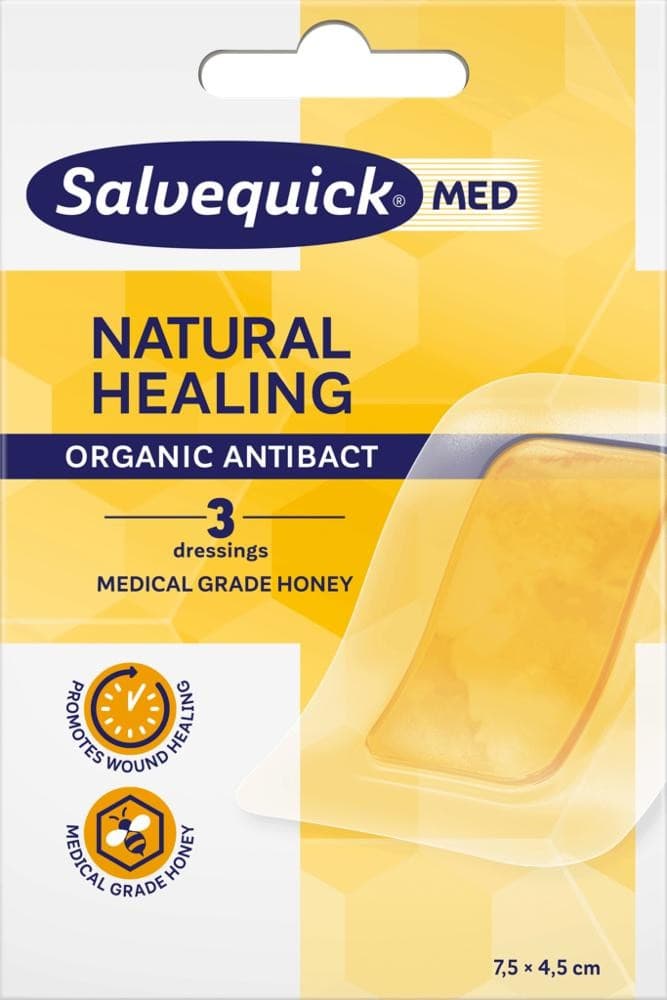Salvequick Natural Healing Organic Antibact Dressings, 3 Stück – Müller