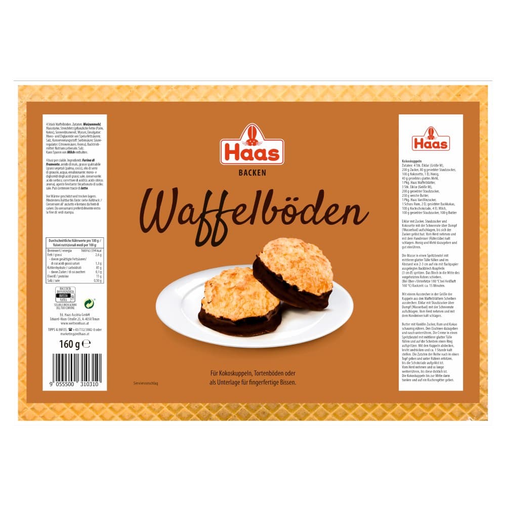 Haas Waffelböden, 160 g – Norma
