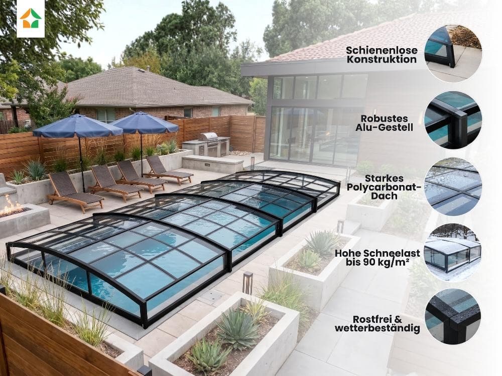 Poolüberdachung Aqualina, geeignet für Pools bis ca. 600 x 300 cm GreenYard – Norma