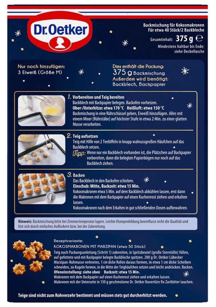 Backmischung Taste of Christmas Kokosmakronen, 375 g Dr. Oetker – Norma