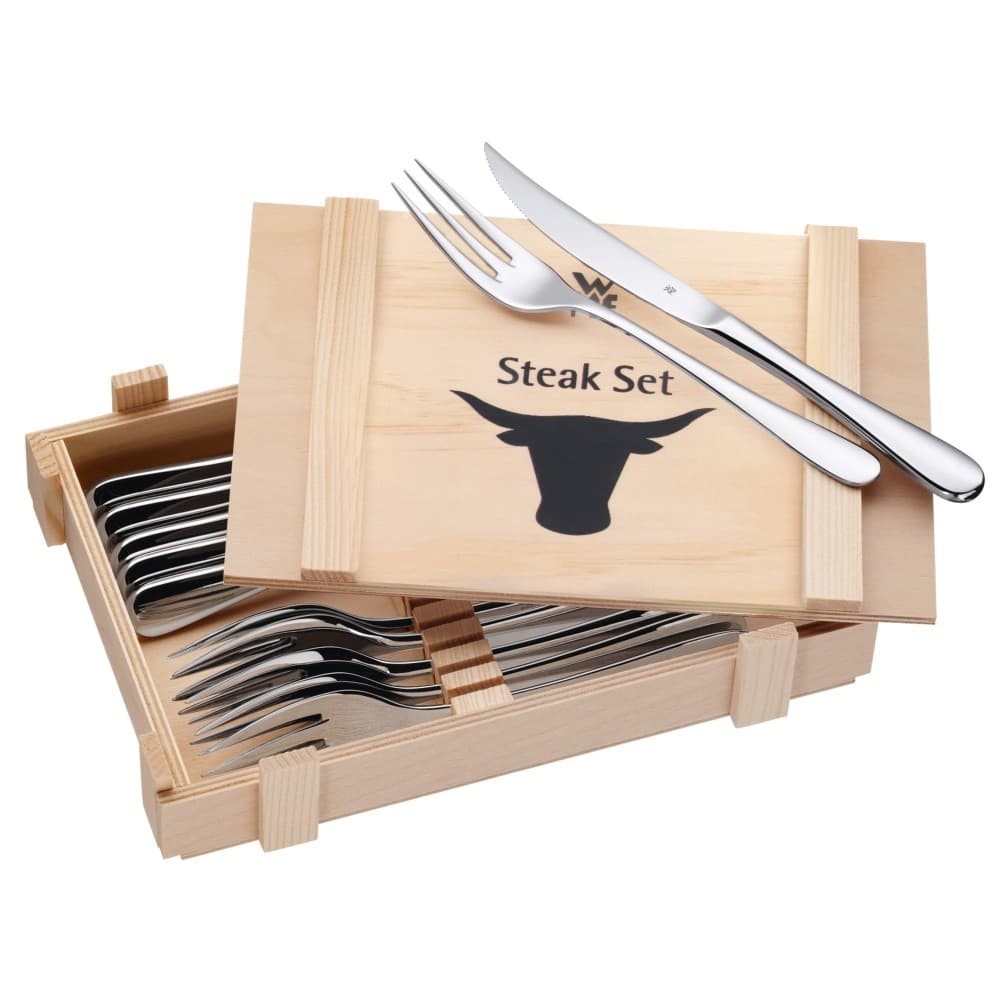 Steakbesteckset in Holzkiste Neutral, 12-teilig WMF – Müller