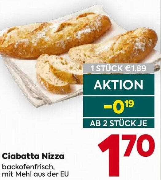 Ciabatta Nizza per Stück Angebot bei Billa Plus