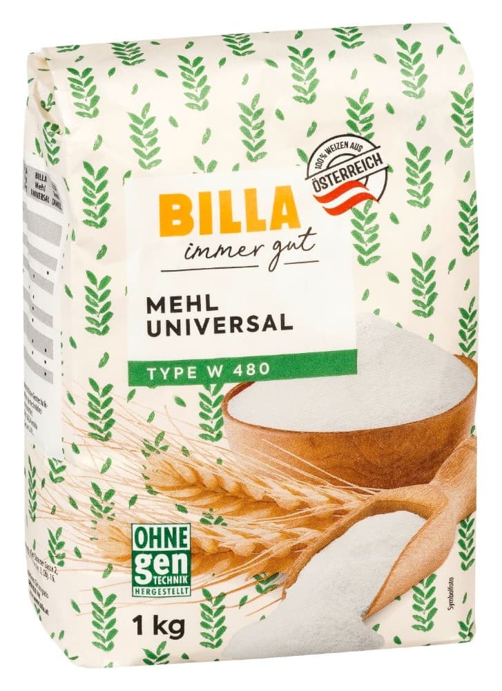 BILLA immer gut Weizenmehl Glatt od. Universal, 1 Kilo – Billa Plus