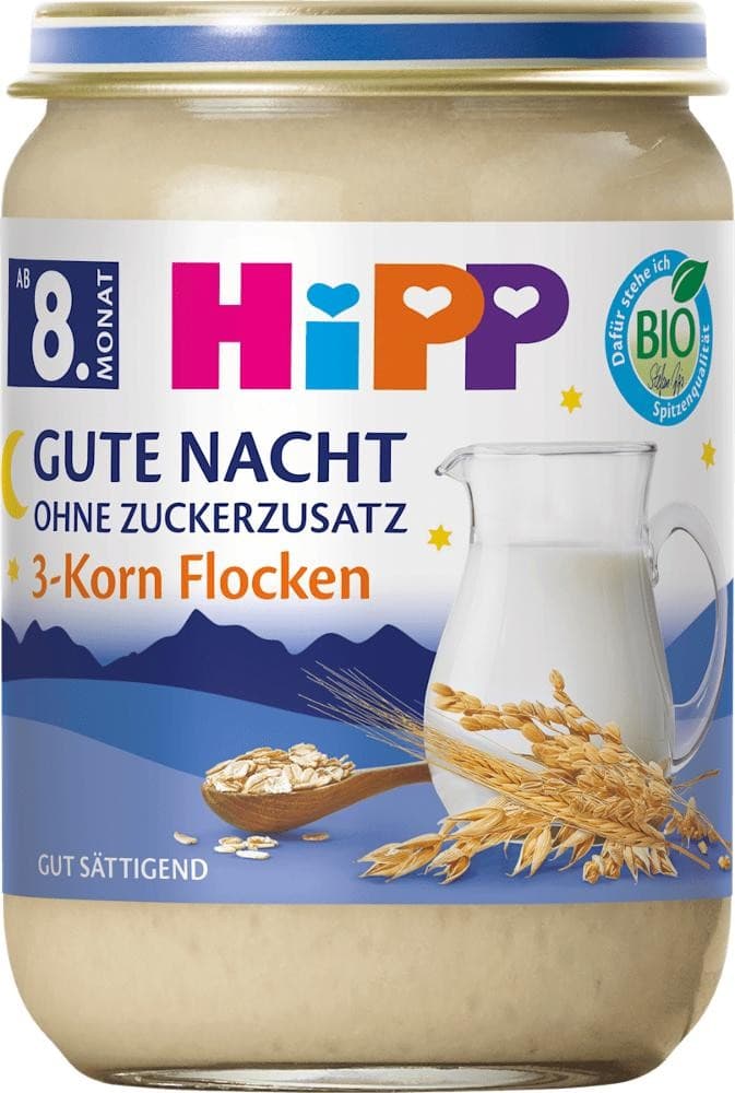 HiPP Abendbrei Gute Nacht 3-Korn Flocken, 190 g – Dm