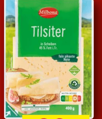 Milbona Tilsiter in Scheiben 400 g Angebot bei Lidl