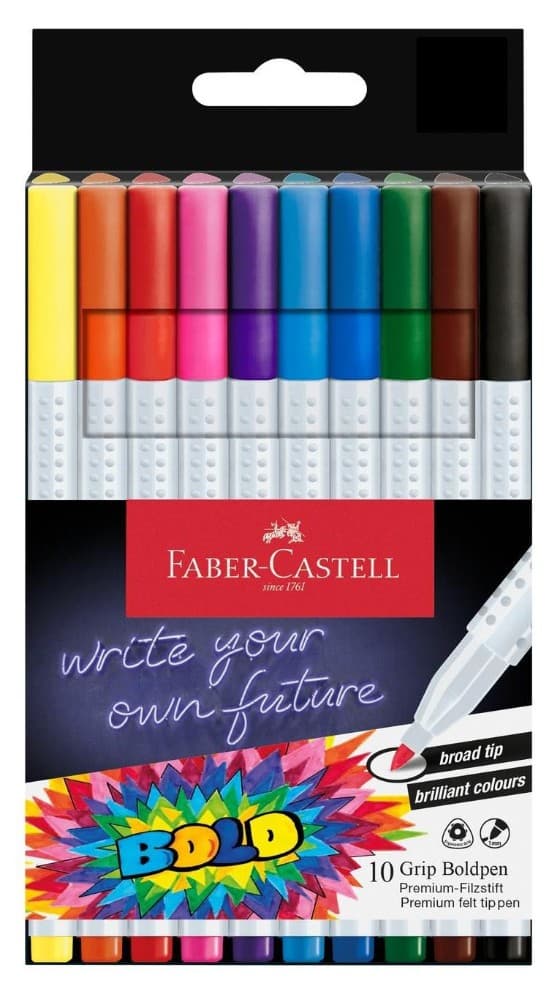 Faber-Castell Grip Boldpen premium Filzstift, 10er Etui – Müller