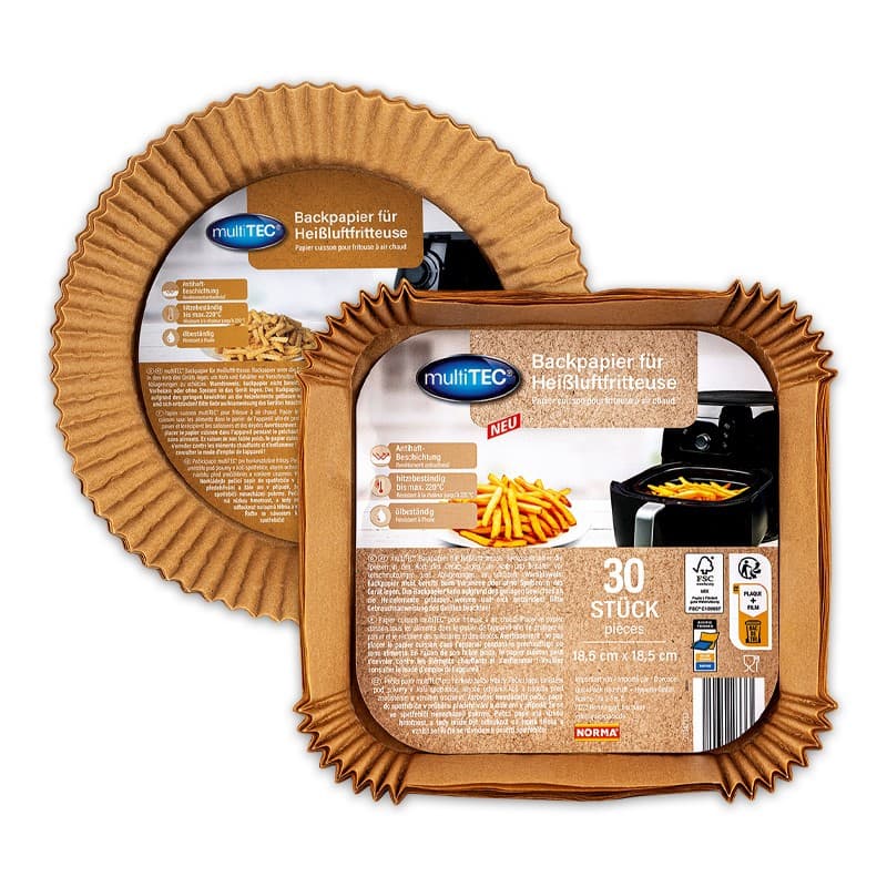 Backpapier für Heißluftfritteusen, 30 Stück oder 50 Stück multiTEC – Norma