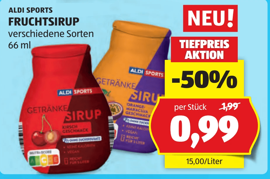 Aldi Sports Fruchtsirup, 66 ml – Hofer