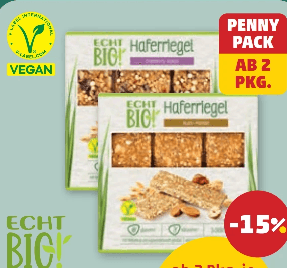 Echt Bio! Haferriegel 105 g Angebot bei Penny