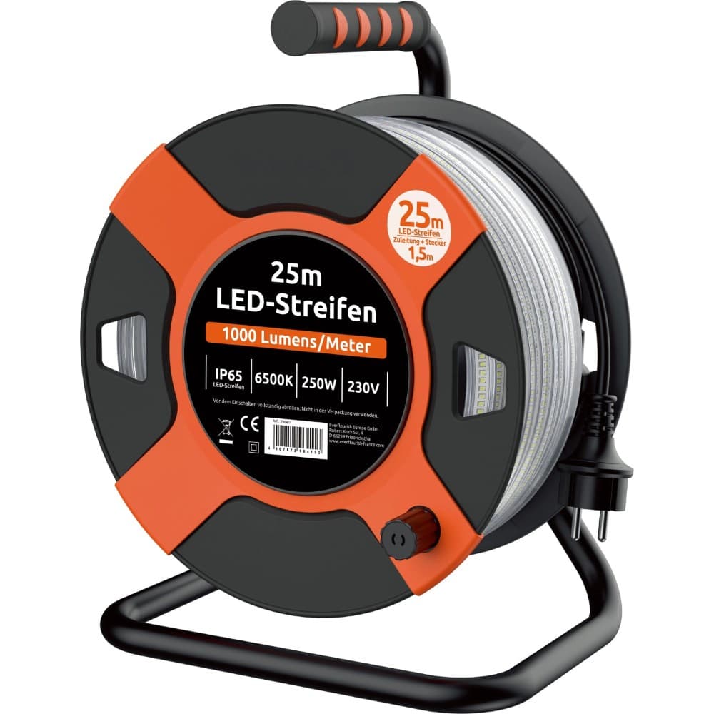 Kabeltrommel mit LED-Lichtband, 25 m – Obi