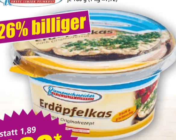 Erdäpfelkas, 180 g Riemenschneider – Norma