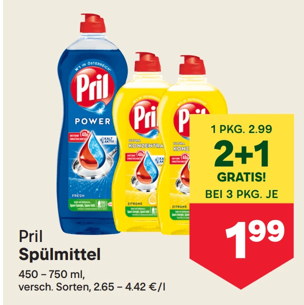 Pril Spülmittel, 450-750 ml – MPREIS