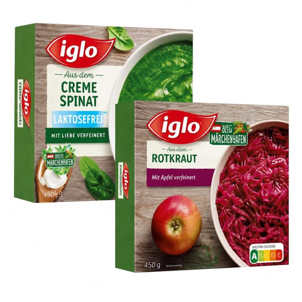Iglo Rotkraut, Cremespinat oder Cremespinat laktosefrei, 450 g oder 600 g – Billa