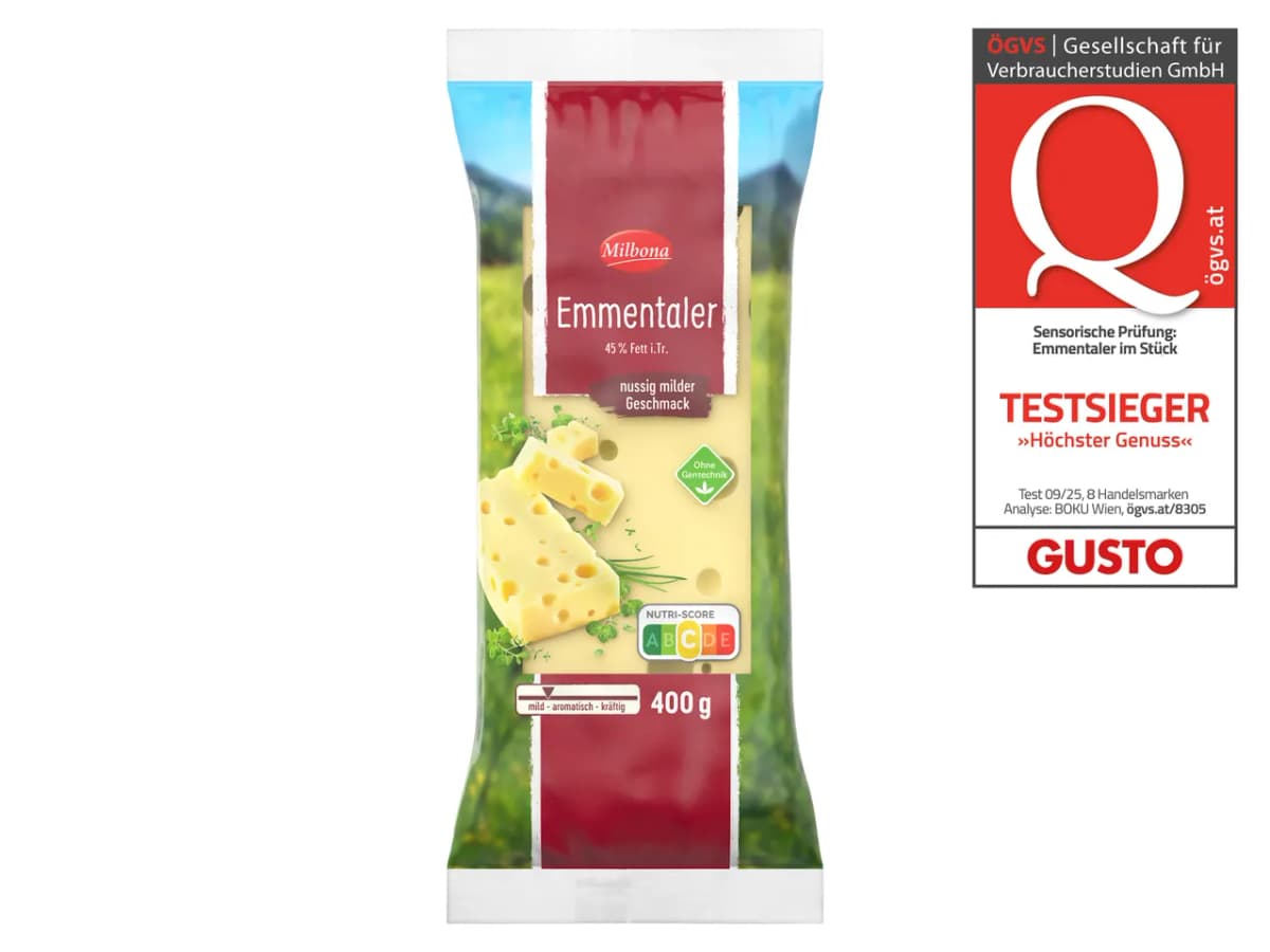 Milbona Emmentaler Stück 400 g Angebot bei Lidl