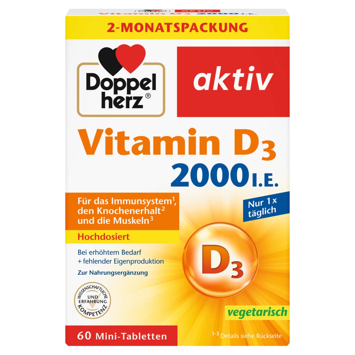Doppelherz Vitamin D3 2000 I.E., 60 Tabletten, 24.9 g – Müller
