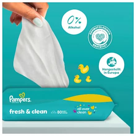 Pampers Feuchttücher fresh & clean od. sensitive 3 x 80 Blatt Angebot bei Penny