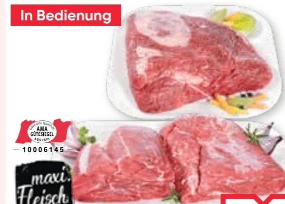 Österr. Gulaschfleisch oder Siedefleisch vom Jungstier maxi. Fleisch Angebot bei Maximarkt