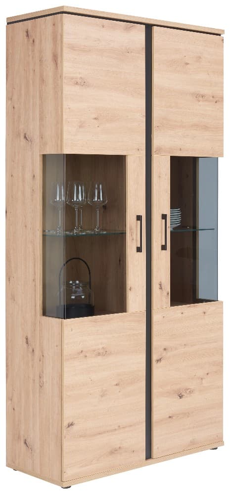 Vitrine Artisan Eiche Dekor/Schwarz, B: ca. 95 cm – Möbelix