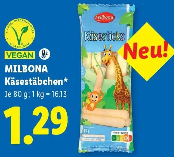 Milbona Käsestäbchen, 80 g – Lidl